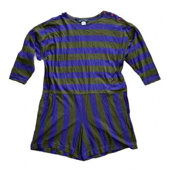 Anne Cole Collection Striped Cotton Romper M - Picture 1 of 4